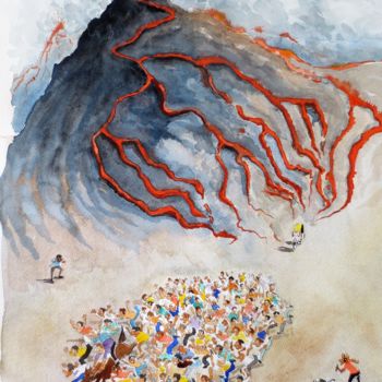 Peinture intitulée "Eruption" par Jean Marie Lecoix, Œuvre d'art originale, Aquarelle