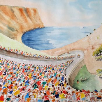 Painting titled "Course Marseille Ca…" by Jean Marie Lecoix, Original Artwork, Watercolor