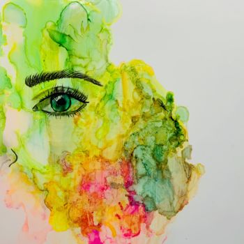 Peinture intitulée "In the eye!" par Lisa Thaxter, Œuvre d'art originale, Encre