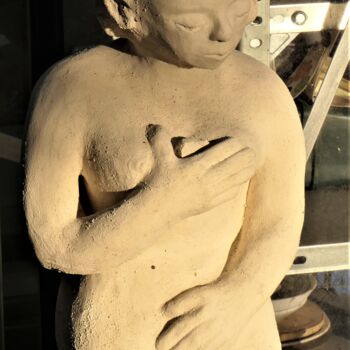 Skulptur mit dem Titel "Caresses sous la do…" von Daniel Le Curieux, Original-Kunstwerk, Terra cotta