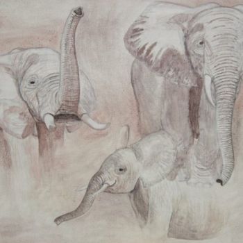 Peinture intitulée "Etude pour èlèphant" par Michel Le Darz, Œuvre d'art originale