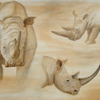 Malarstwo zatytułowany „etude pour rhinocer…” autorstwa Michel Le Darz, Oryginalna praca