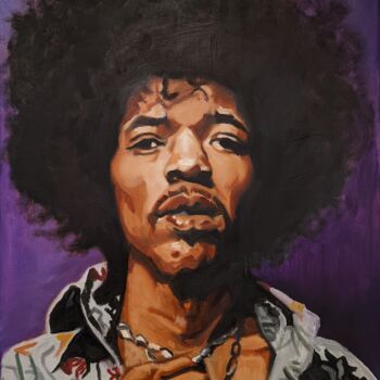 Schilderij getiteld "Jimi Hendrix origin…" door Lee Davison, Origineel Kunstwerk, Olie