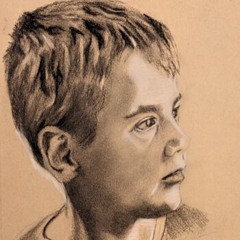 Drawing titled "Side profile study…" by Lee Davison, Original Artwork, Charcoal