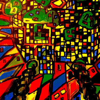 Malerei mit dem Titel "Städtepuszle limiti…" von Lee Eggstein, Original-Kunstwerk, Acryl