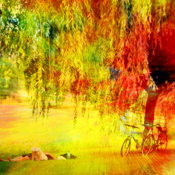 Pittura intitolato "schlafend im Park" da Lee Eggstein, Opera d'arte originale, Acrilico
