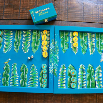 Design intitolato "Backgammon tropical" da Valérie Hage, Opera d'arte originale, Acrilico