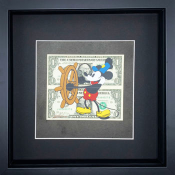 Pintura intitulada "Steamboat Mickey" por Lee Henderson, Obras de arte originais, Acrílico Montado em Painel de madeira