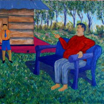 Картина под названием "Home-boy.jpg" - Lee Nganga, Подлинное произведение искусства, Масло Установлен на Деревянная рама для…
