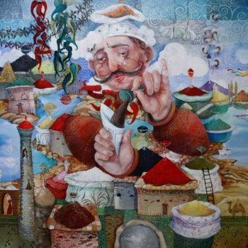 Schilderij getiteld "продавец восточных…" door Mariya Mariia Li Safi Li Safi, Origineel Kunstwerk, Olie