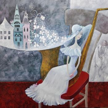 Painting titled "Ожидание принца 70х…" by Mariya Mariia Li Safi Li Safi, Original Artwork, Oil