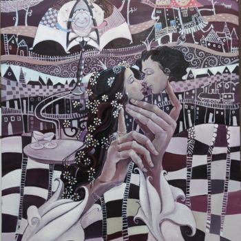 Картина под названием "Поцелуй 60х50 х.м.…" - Mariya (Мария) Li-Safi (Ли-Сафи), Подлинное произведение искусства, Масло