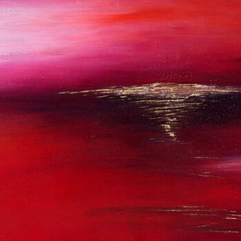 Painting titled "Scarlet sunset." by Leena Amelina, Original Artwork, Acrylic