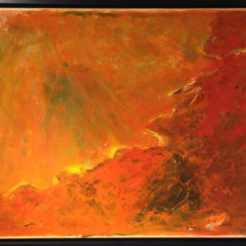 Painting titled "L'orange" by Vincent Leenhardt, Original Artwork, Oil Mounted on Wood Stretcher frame
