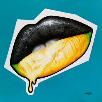 Painting titled "Banana Splash" by Lessyart, Original Artwork, Acrylic