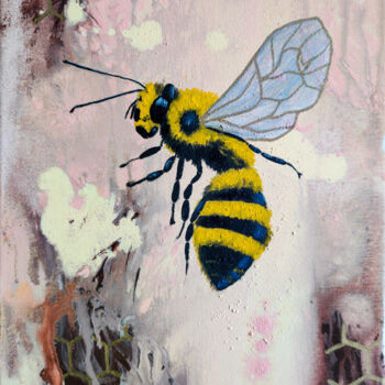 Pintura intitulada "Bumblebee - acrylic…" por Leetruka, Obras de arte originais, Óleo