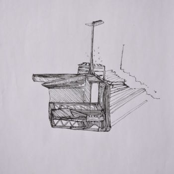 Drawing titled "Escalier" by Côme Lefebvre, Original Artwork, Marker