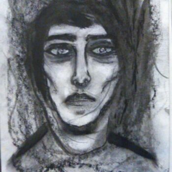 Drawing titled "triste" by Desire Lefebvre, Original Artwork, Charcoal