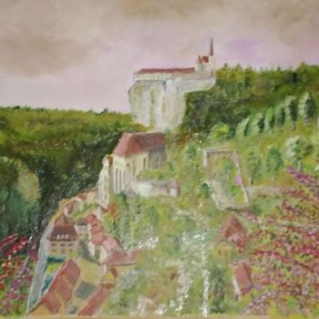 Malerei mit dem Titel "Rocamadour,Lot" von Jean Claude Lefeve, Original-Kunstwerk, Öl