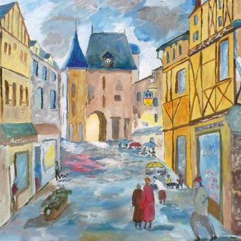 Malerei mit dem Titel "Saint Jean d'Angely" von Jean Claude Lefeve, Original-Kunstwerk, Öl