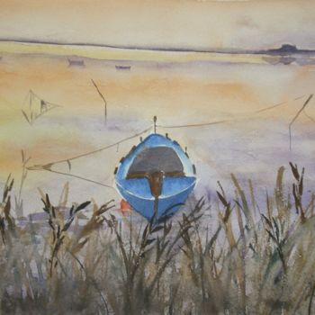 Peinture intitulée "barque-a-letang-de-…" par Le Fléchois, Œuvre d'art originale