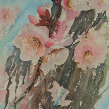 Pittura intitolato "fleurs-de-pechers-3…" da Le Fléchois, Opera d'arte originale