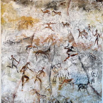 Peinture intitulée "Mémoire rupestre" par Lefolhub, Œuvre d'art originale, Huile