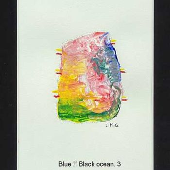 Painting titled "blue black ocean 3" by Left Hand Georges, Original Artwork