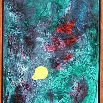 Painting titled "green world" by Left Hand Georges, Original Artwork