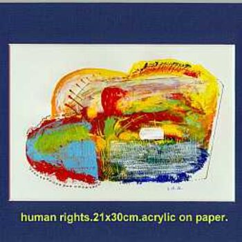 Painting titled "human rights" by Left Hand Georges, Original Artwork