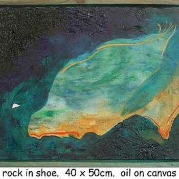 Painting titled "rock in shoe" by Left Hand Georges, Original Artwork