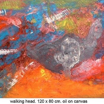 Malerei mit dem Titel "walking head" von Left Hand Georges, Original-Kunstwerk