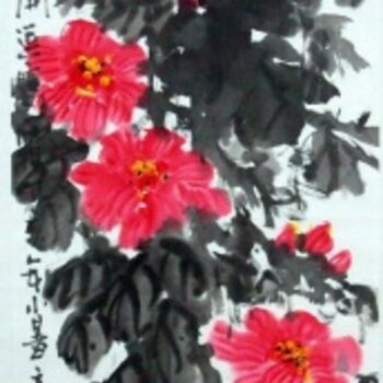 Malerei mit dem Titel "花鸟" von Kin-Sang Kwok, Original-Kunstwerk, Öl
