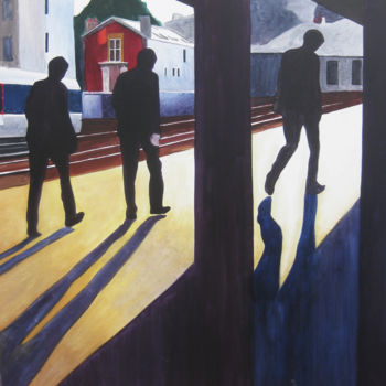 Schilderij getiteld "La gare" door Vincent Leger, Origineel Kunstwerk, Olie