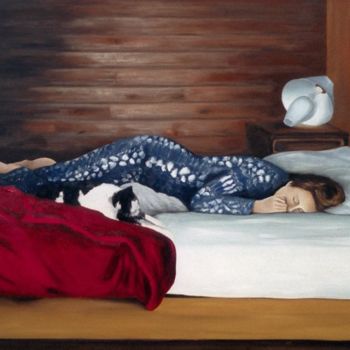 Pittura intitolato "La sieste" da Lydie Le Gléhuir, Opera d'arte originale
