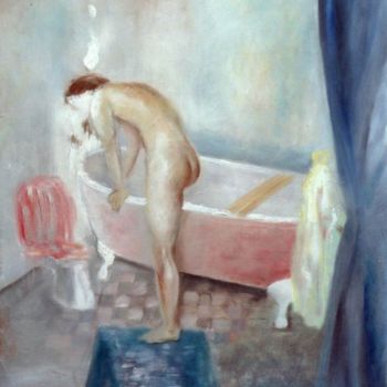 Картина под названием "Sortie de bain" - Lydie Le Gléhuir, Подлинное произведение искусства