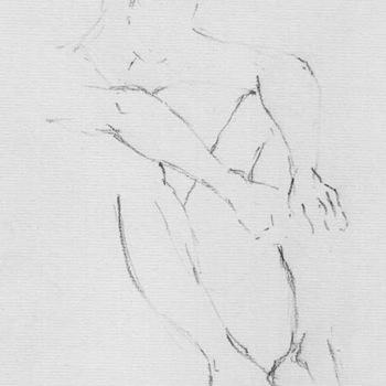 Desenho intitulada "Nu assis" por Lydie Le Gléhuir, Obras de arte originais