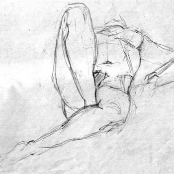 Desenho intitulada "Nu allongé" por Lydie Le Gléhuir, Obras de arte originais