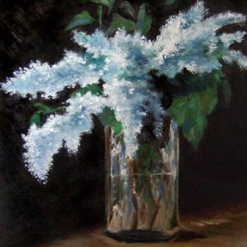 Painting titled "Bouquet de lilas, d…" by Lydie Le Gléhuir, Original Artwork