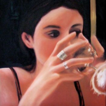 Schilderij getiteld "Le verre" door Lydie Le Gléhuir, Origineel Kunstwerk