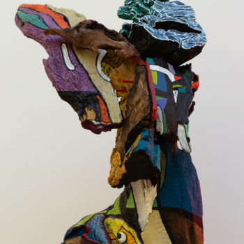 Sculptuur getiteld "Transmission Ancest…" door Régis Hivet-Mangin, Origineel Kunstwerk, Hout