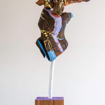 Skulptur mit dem Titel "Le cheminement" von Régis Hivet-Mangin, Original-Kunstwerk, Holz