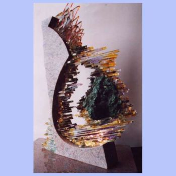 Sculpture titled "malachite" by Michel Legros, Original Artwork, Glass
