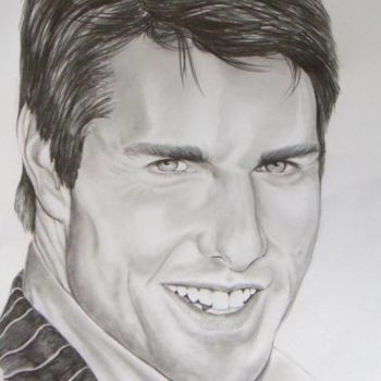 Dessin intitulée "Tom Cruise" par Leida Nogueira, Œuvre d'art originale