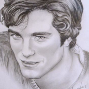 Drawing titled "Robert Pattinson" by Leida Nogueira, Original Artwork