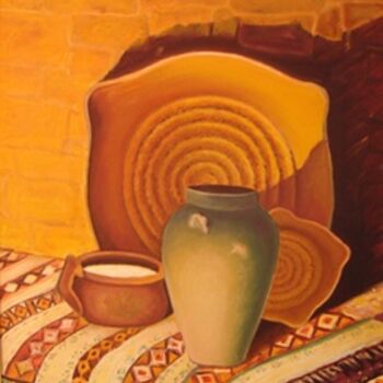 Peinture intitulée "Ustensiles traditio…" par Leila Ameddah, Œuvre d'art originale