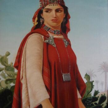 Painting titled "Femme Berbére   (d'…" by Leila Ameddah, Original Artwork