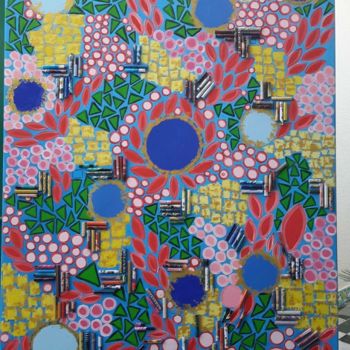 Pittura intitolato ""Le printemps"" da Leila Ouahmed, Opera d'arte originale