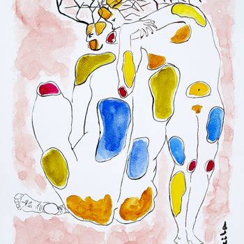 Malerei mit dem Titel "Tout simplement" von Leila Assmann, Original-Kunstwerk, Aquarell