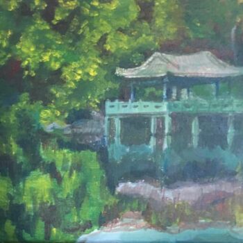 Painting titled "Temple bouddhiste a…" by Leisden, Original Artwork, Acrylic